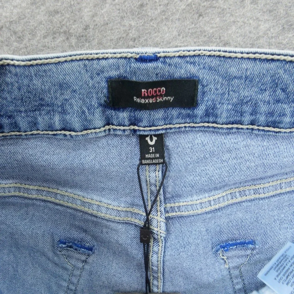 True Religion Jeans Mens 31 Blue Rocco Skinny Mid Rise Stretch Streetwear New